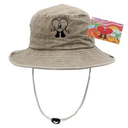 Cotton Embroidered Bad Bunny Fisherman Hats UN VERANO SIN TI Bucket Hat Woman Summer Foldable Sun Hat Man Beach Hat 240410