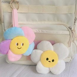 Plush Keychains Fashion Plush Sun Flower Car Key Chains Women Ladies Bag Pendant Keyring Accessories Gift Y240415