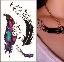 Whole 105x6cm 1 Sheet Water Transfer Flash Fake Tattoo Sticker Waterproof Temporary Tattoo Sticker Feathers Tatto Women WTA04244441