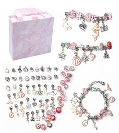 Passt Armbänder 1 Set 3pc Armband 60pc Perlen Dangle Silber Charms Fits Charms Armband Perlen für Schmuck, die 925 Sterling Silber Charms2623638 machen