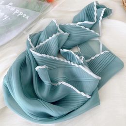 Scarves 2024 Choice Wrinkle Pure Muslin Ladies Shawl Scarf For Women Fold Small Square Neck Tie Neckerchiefs 60X60CM