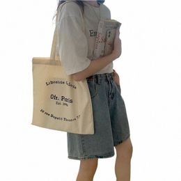 women Canvas Shoulder Bag Paris Letters Print Shop Bag Eco Cott Linen Shopper Bags Cloth Fabric Handbag Tote For Girls A8hh#