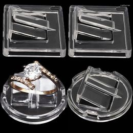 Jewelry Pouches 5/1Pcs Acrylic Transparent Round/Square Finger Ring Display Stand Holder Pography Props Showcase Organizer Rack