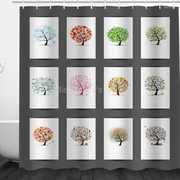 Shower Curtains Colourful Creative Tree Cards Pattern Design Custom Bathroom Waterproof Mildew Polyester Fabric 12 Hooks