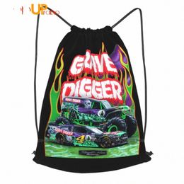 grave Digger 2021 Kevin Harvick Mster Truck Racing Drawstring Backpack Swimming Sports Bag s6uD#