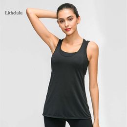 Fiess Sex Align Lu Cross Crop Top Breathe Freely Yoga Bra Workout Women Racerback Tank Tops Open Back Running Sports Vest s Lemon Gym Runnin