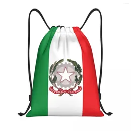 Storage Bags Emblem Of Italy Drawstring Bag Men Women Portable Gym Sports Sackpack Italian Flag Training Backpacks