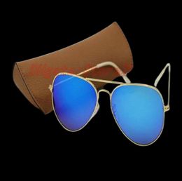 sell Brand New Designer Fashion Colour Mirror Men Women Polit Sunglasses UV400 Vintage Sport Sunglasses Gold Blue 58MM 62MM Len6721516