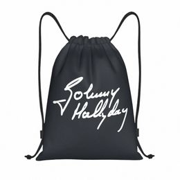 french Rock Legend Johnny Hallyday Drawstring Backpack Sports Gym Bag for Men Women Shop Sackpack U4FU#