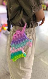 10PCS/DHL Anti Anxiety Toy Rainbow Unicorn Backpack Purses Chain Bag Sensory Slicone Finger pet Bubble Board Game Christms Kids Girls Gift H917A5YC3911626