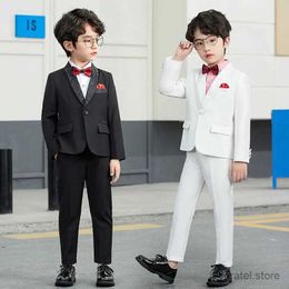 Suits 2021 Flower Boys White Embroidery Collar Jacket+Pants 2PCS Wedding Suit Kids Clothing Set Children Performance Dress Costume