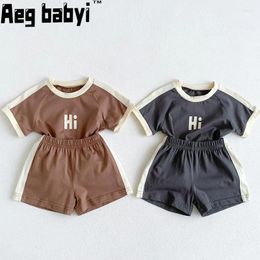 Clothing Sets Kids Baby Boys Clothes Summer Toddler Infant Girls Letter Short Sleeve T-shirts Elastic Waist Shorts Tracksuits Outfits