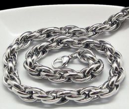 New Middle Eastern Style Silver Pure 316L Stainless steel Silver Oval Rope Chain Link Necklace in Men Jewelry 9mm 200398429517