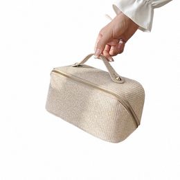 new Large-capacity Makeup Bag PU Leather Portable Travel W Cosmetic Bag Toiletries Organizer Female Storage Handheld Box F7wG#
