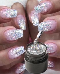 Nail Gel 5ML Glitter Paint UV Varnish SemiPermanent Base Manicure Primer Shimmer Diamond Shining Platinum8793848