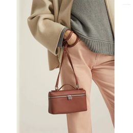 Evening Bags LP Extra Pocket Handbag Bag Classic Elegant Grained Cowhide Soft Detachable Shoulder Strap Hand Carry Crossbody Small Square