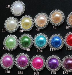 16mm Flat Back Crystal Pearl Buttons 50pcslot 19colors Metal Rhinestone Crystal Loose Diamonds Jewellery DIYl7028604