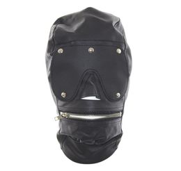 Top Grade PU Leather Full Face Mask With Zipper Muzzle Open Slave Zipper Mouth Fully Enclosed Headgear Hood For Role Play Sexy A6760242
