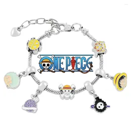 Charm Bracelets One Piece Anime Figure Monkey D. Luffy Pirate Beads Chains DIY Charms Bracelet For Women Jewelry Party Gifts