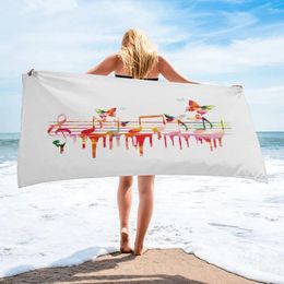 Towel Music Notes Line Flow Color Spring Household Bath Microfiber Quick Dry Face Surf Print Beach