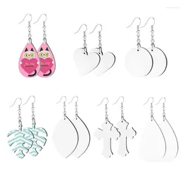 Dangle Earrings 100 Pairs/lot Sublimation MDF Round Heart Shape Blanks With Earring Hooks For Double Sides Printing
