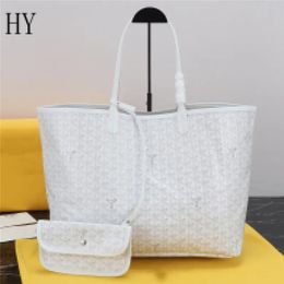 Designer Luxury Womens white and cream tote bag coated canvas with pouch Tote Handbag Tote