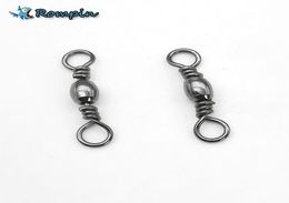 Rompin 50pcslot Barrel Fishing Swivel With Solid Ring Black Barrel Swivels Fishing Line Hook Connector Size 6 8 10 12 14 162650298