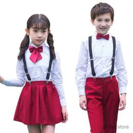 Suits Kids Formal Performing Suit Girls Boys School Uniforms Shirt + Pants Tutu Skirt+ BowTie Set Child Wedding Party Birthday Costume