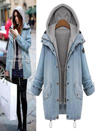 Women Winter Clothes Streetwear Denim Jackets Medium Long Denim Jackets Coats Cutton Vest Two Pieces Woman Epaulet Outerwear Plus 8698301