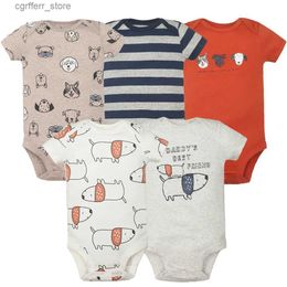 Rompers 5PCS/Lot Baby Bodysuits 100% Cotton Newborn Baby Boys Clothes Short Sleeve Infant Ropa 0-24M Summer Baby Clothing Jumpsuits L410