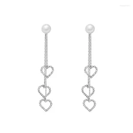 Dangle Earrings 925 Silver Needle Cute Heart Crystal For Women Girls Wedding Engagement Valentines Day Gift Fashion Jewelry