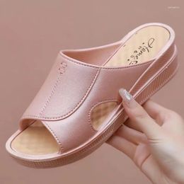 Slippers Summer Women's Sandals Fashion Platform Wedge Peep-toe Small Heels Slides Shoes PVC Integrally Moulded Beach