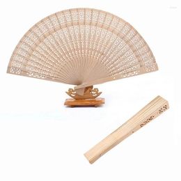 Decorative Figurines Chinese Sandalwood Scented Folding Hollow Wooden Fans Hand Held
