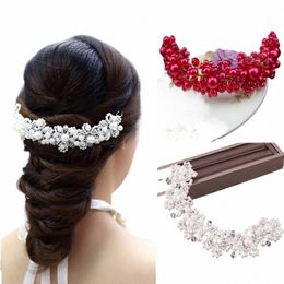 white pearl crystal Hairpin Headband bride headpiece by hand wedding dr wedding hair accories and Jewellery p3Ir#