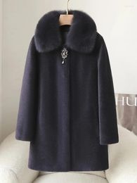 Women's Fur 2024 Winter Pellet Sheep Fleece Coat For Middle And Elderly Women Hair Collar Leather Integrated
