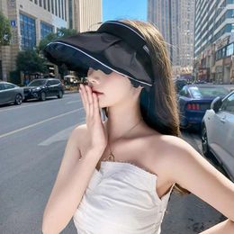 Wide Brim Hats Beach Caps Big Sports Travel Visor Hat Cycling Anti-UV Empty Top Women Sun Summer Sunscreen