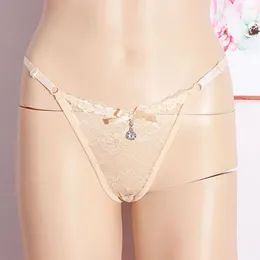 Women's Panties Female Adjustable Underwear Low-waist Cotton Crotch Underpants Lace Women Thong Pendant Diamond Sexy Briefs