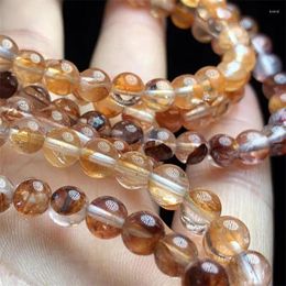 Link Bracelets 6MM Natural Red Fire Quartz Hematoid Triple Circle Bracelet Women Charm Strand Bangles Yoga Energy Wrist Jewelry 1PCS