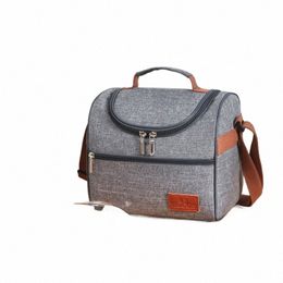gray Oxford Cloth Aluminum Foil Tote Lunch Bags Portable Durable Picnic School Office Cooler Insulati Bags l80d#