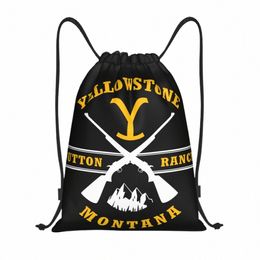 custom Yellowste Dutt Ranch Guns Drawstring Bags Men Women Lightweight Sports Gym Storage Backpack r3zr#