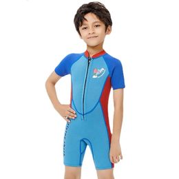 25MM Neoprene Wetsuits Kids Swimwears Diving Suits Short Sleeves Boys Girls Surfing Children Rash Guards Snorkel One Pieces 240416