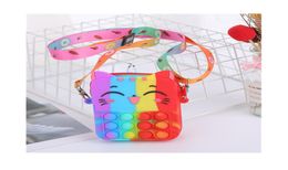 Toys Sensory Fashion Cartoon cat coin purse kid Push Bubble Rainbow Anti Stress Educational Children And Adults Toy W56091769