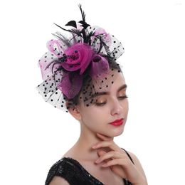 Headpieces Vintage Women Feather Flower Fascinator Hat Ladies Hair Accessories Wedding Party Floral Mesh Veil Headband Hairpin