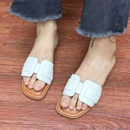 Slippers 2024 Causal Women Flat Bottom Beach Shoes for Ladies Trend Brand Design Summer Outside Big Size Open Toe Female Slides H240416