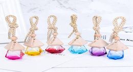 Car Perfume Bottle Pendant Essential Oil Diffuser 9 Colours Bag Clothes Ornaments Air Freshener Pendant Empty Glass Bottle Perfume8922343