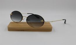 selling metal bee vintage sunglasses brand designer women039s sun glasses mirror points rimless round sunglasses male UV4009353853