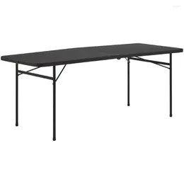 Camp Furniture 6 Foot Bi-Fold Plastic Folding Table Black Outdoor Camping Foldable Picnic