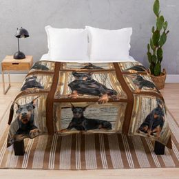 Blankets Doberman Pinscher Dobermann Dog Kawaii Bedding Chenille Chunky Throw Blanket