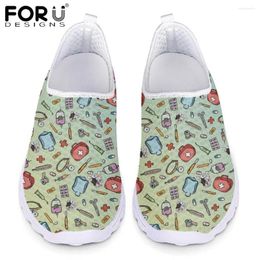 Casual Shoes FORUDESIGNS Loafers For Ladies Device Pattern Air Mesh Sneakers Shoe Women Slip-on Flat Footwear Mujer