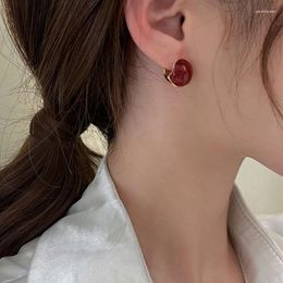 Stud Earrings WEIYUE S925 Sterling Silver Simple Red Bean Ear Buckle Ladies Unique Design Drop Glaze Earring Birthday Party Gift